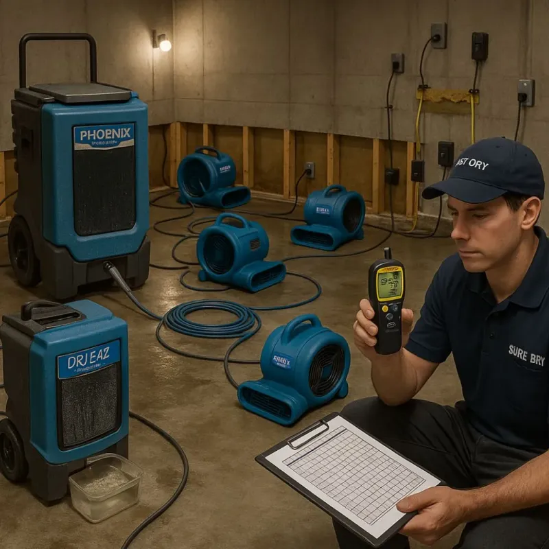 Structural Drying and Dehumidification process in Selma, TX